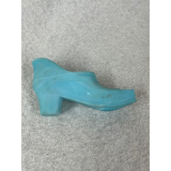 Blue Glass Shoe Figurine Trinket Dish Decor Cottagecore Display - Picture 4 of 7